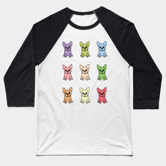 Cute French Bulldog Sticker pack Baseball T-Shirt by Kawaii Bomb